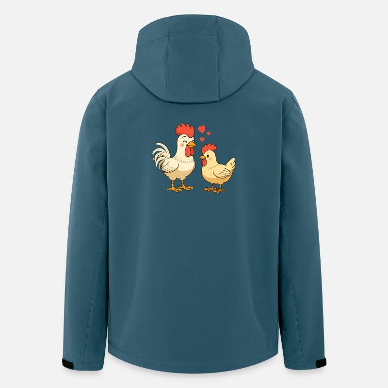 Verliebter Hahn mit Henne - Recycelte Männer Softshell-Jacke von Stanley/Stella - Dunkles Petrol
