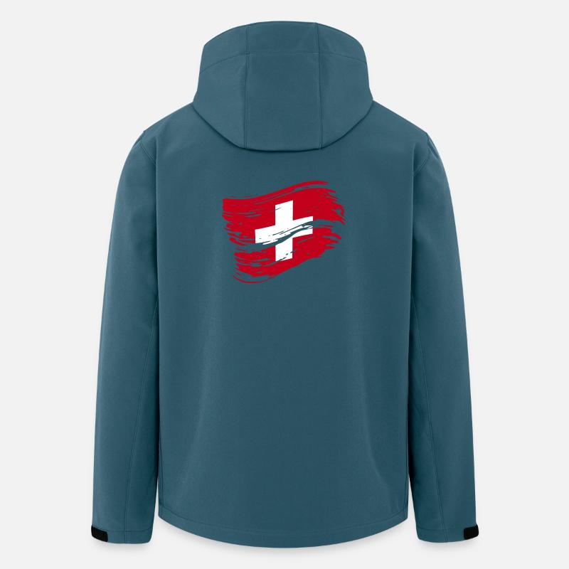 Suisse Suisse Drapeau suisse - Veste softshell homme en polyester recyclé Stanley/Stella - bleu pétrole foncé