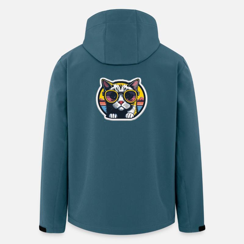 Katze mit Brille - Recycelte Männer Softshell-Jacke von Stanley/Stella - Dunkles Petrol