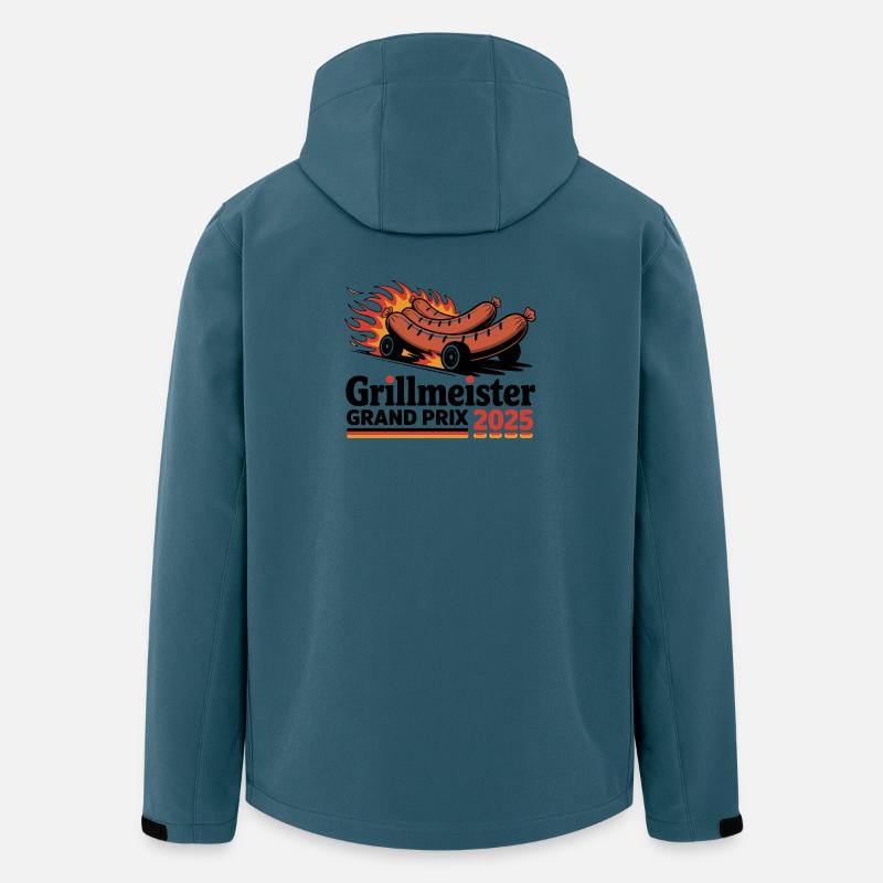 Grillmeister Grand Prix Bratwurst Racing BBQ - Veste softshell homme en polyester recyclé Stanley/Stella - bleu pétrole foncé