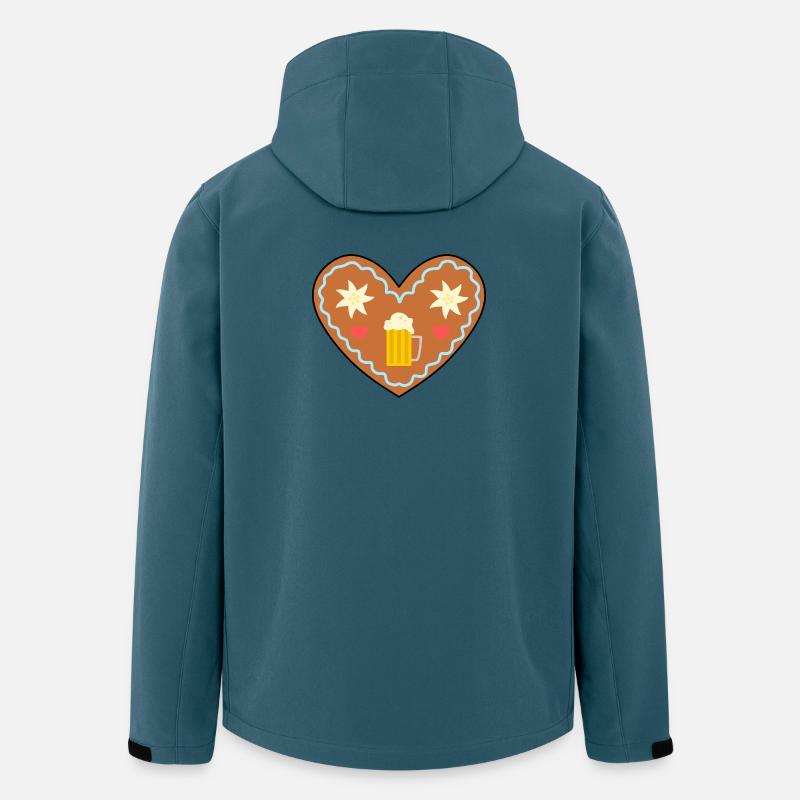 Lebkuchenherz mit Bier und Blumen - Recycelte Männer Softshell-Jacke von Stanley/Stella - Dunkles Petrol