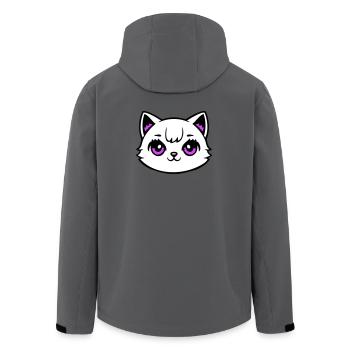 Tête de chat Yeux roses Blanc Kitty Mignon Kawaii Rose - Veste softshell homme en polyester recyclé Stanley/Stella - bleu pétrole foncé - Dos - AI Model Male 185 light (185cm)