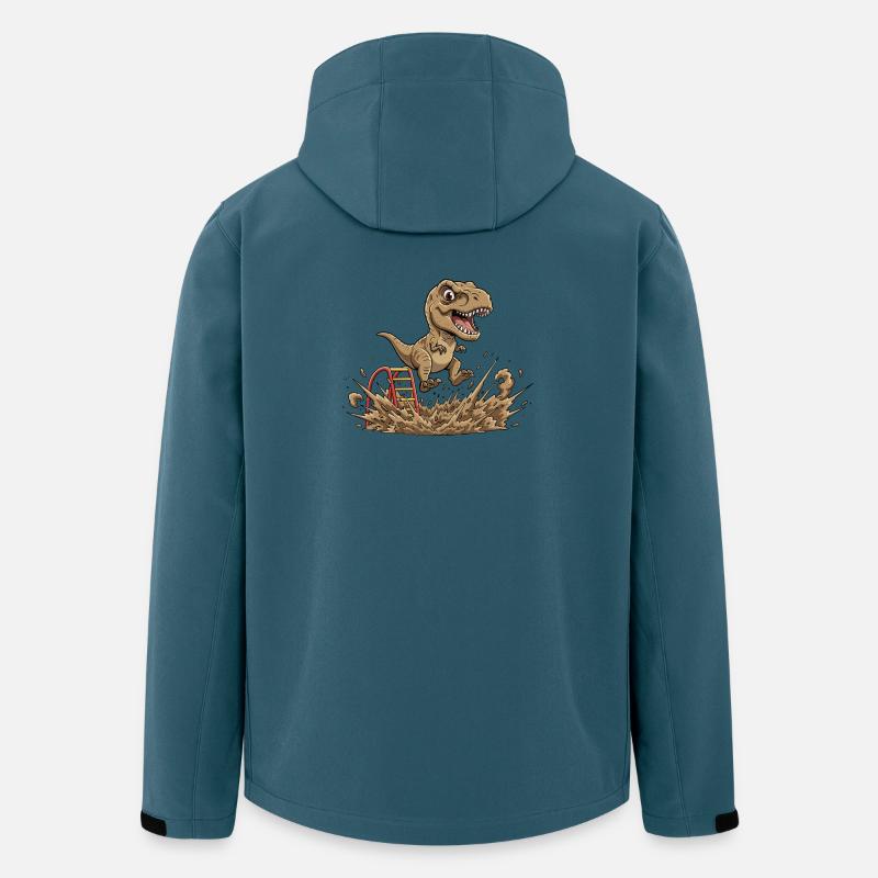 Dino saute dans la boue - Veste softshell homme en polyester recyclé Stanley/Stella - bleu pétrole foncé