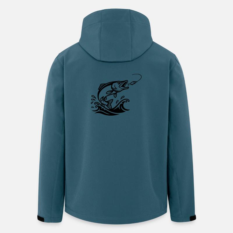 Hecht Raubfisch Silhouette - Recycelte Männer Softshell-Jacke von Stanley/Stella - Dunkles Petrol