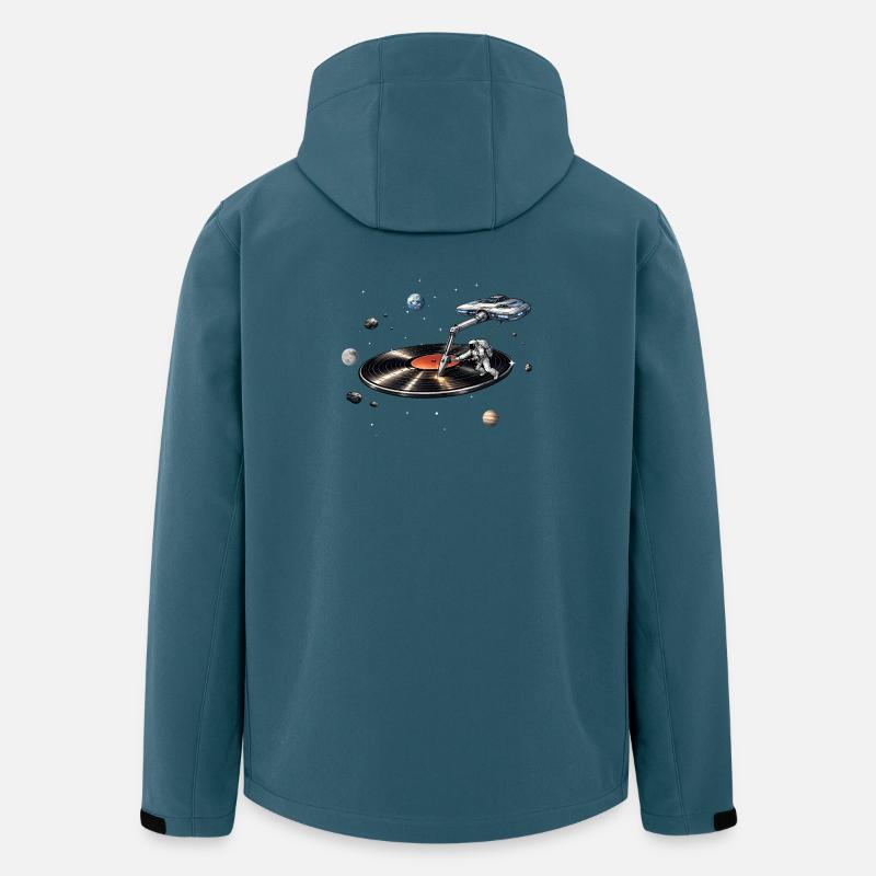 Astronaut som pladenål i rummet - Stanley/Stella herre softshelljakke i genanvendt polyester - mørk petrol