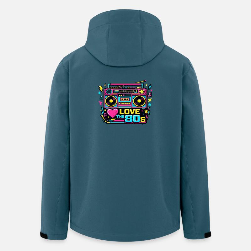Liebe die 80er Neon-Boombox - Recycelte Männer Softshell-Jacke von Stanley/Stella - Dunkles Petrol