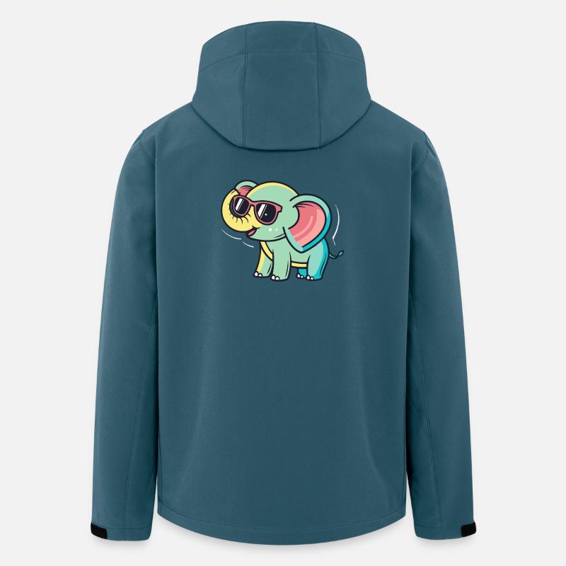 Éléphant pastel à lunettes - Veste softshell homme en polyester recyclé Stanley/Stella - bleu pétrole foncé