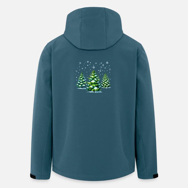 Winterliche Eleganz – Tannen & Sterne - Recycelte Männer Softshell-Jacke von Stanley/Stella - Dunkles Petrol
