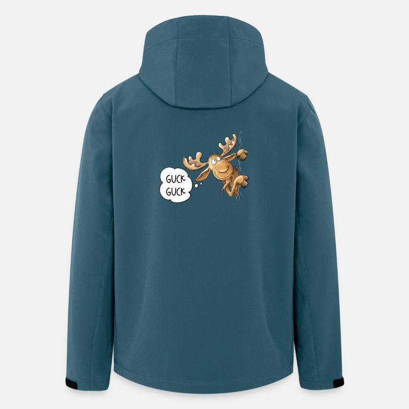Guck Guck Elch Tiermotiv Skandinavien Elche - Recycelte Männer Softshell-Jacke von Stanley/Stella - Dunkles Petrol