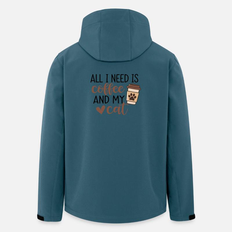 Alles, was ich brauche, ist Kaffee und meine Katze - Recycelte Männer Softshell-Jacke von Stanley/Stella - Dunkles Petrol