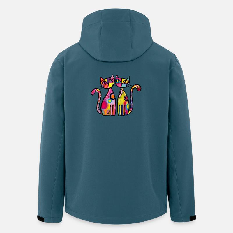 Katzen Paar Bunt - Recycelte Männer Softshell-Jacke von Stanley/Stella - Dunkles Petrol