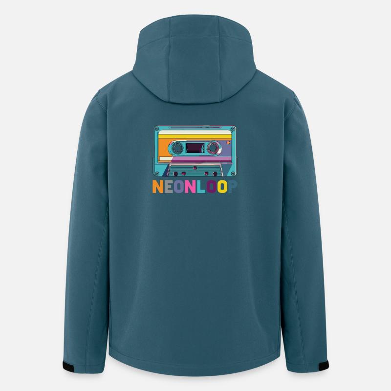 Conception de cassette en boucle néon - Veste softshell homme en polyester recyclé Stanley/Stella - bleu pétrole foncé