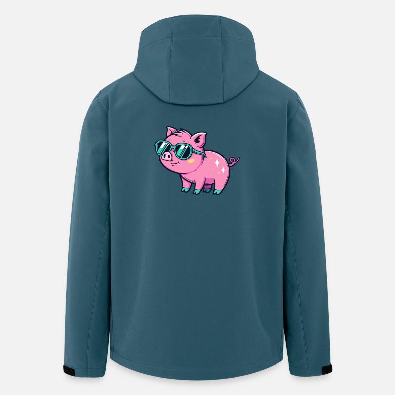 Cochon mignon chic lunettes soleil - Veste softshell homme en polyester recyclé Stanley/Stella - bleu pétrole foncé