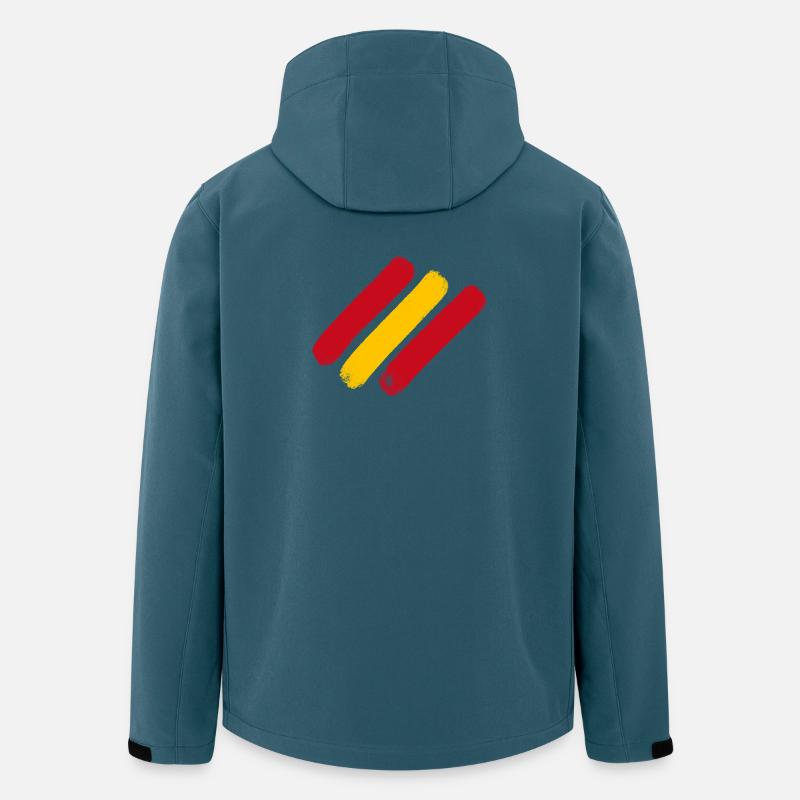 Espagne - Bandes de drapeau - Veste softshell homme en polyester recyclé Stanley/Stella - bleu pétrole foncé