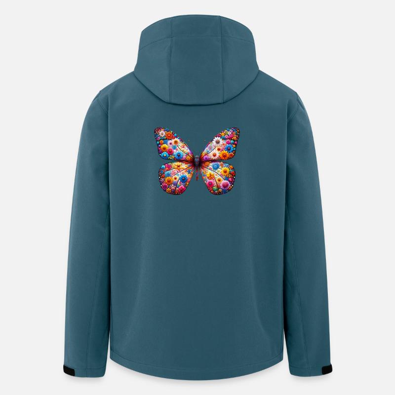 Schmetterling mit Blumen verziert - Recycelte Männer Softshell-Jacke von Stanley/Stella - Dunkles Petrol