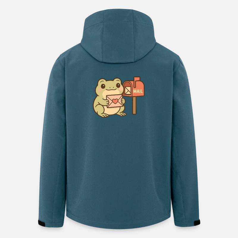 Kawaii Frosch mit Brief – Cute Mail Frog - Recycelte Männer Softshell-Jacke von Stanley/Stella - Dunkles Petrol