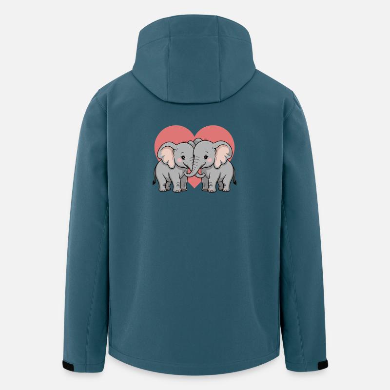 Elefant Paar Herz - Recycelte Männer Softshell-Jacke von Stanley/Stella - Dunkles Petrol