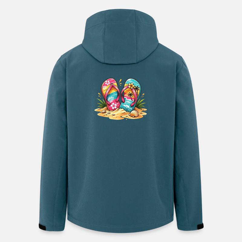 Flip Flops am Strand Illustration - Recycelte Männer Softshell-Jacke von Stanley/Stella - Dunkles Petrol