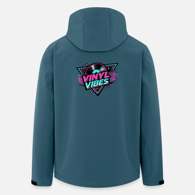 Vinyl Vibes Neon Retro - Recycelte Männer Softshell-Jacke von Stanley/Stella - Dunkles Petrol