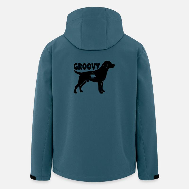Groovy Hund Kaffee Silhouette Retro - Recycelte Männer Softshell-Jacke von Stanley/Stella - Dunkles Petrol
