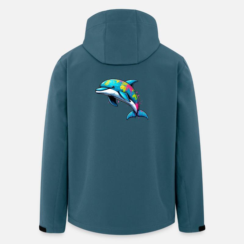 Delfin Globus Welt Planet Erde - Recycelte Männer Softshell-Jacke von Stanley/Stella - Dunkles Petrol