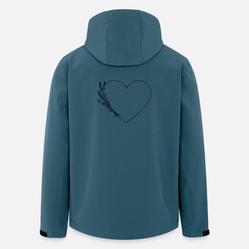 Line Art Herz - Wildblumen, personalisierbar - Recycelte Männer Softshell-Jacke von Stanley/Stella - Dunkles Petrol