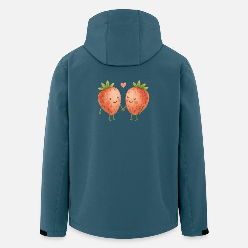 Kuschelige Erdbeeren Liebe Herz Pärchen Paar  - Recycelte Männer Softshell-Jacke von Stanley/Stella - Dunkles Petrol