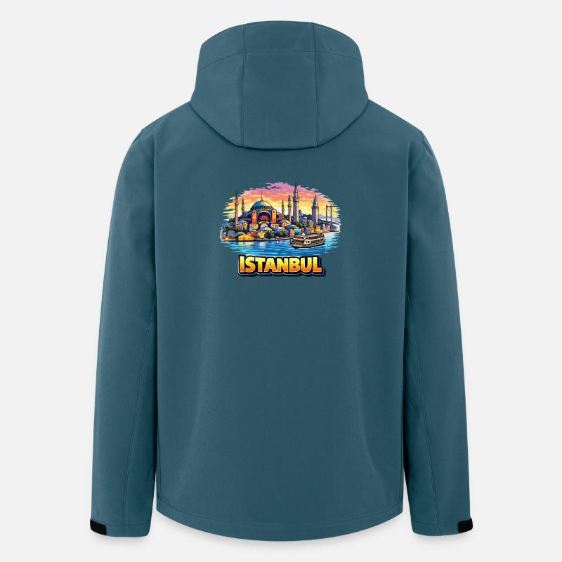 Silhouette d’Istanbul sur le Bosphore - Veste softshell homme en polyester recyclé Stanley/Stella - bleu pétrole foncé