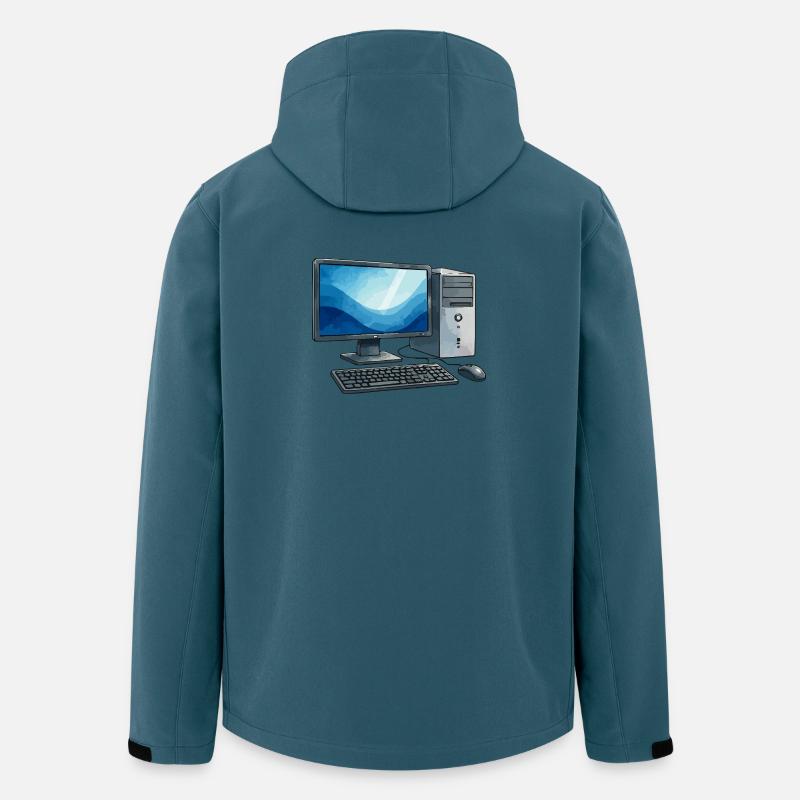Retro PC Arbeitsstation Illustration - Recycelte Männer Softshell-Jacke von Stanley/Stella - Dunkles Petrol