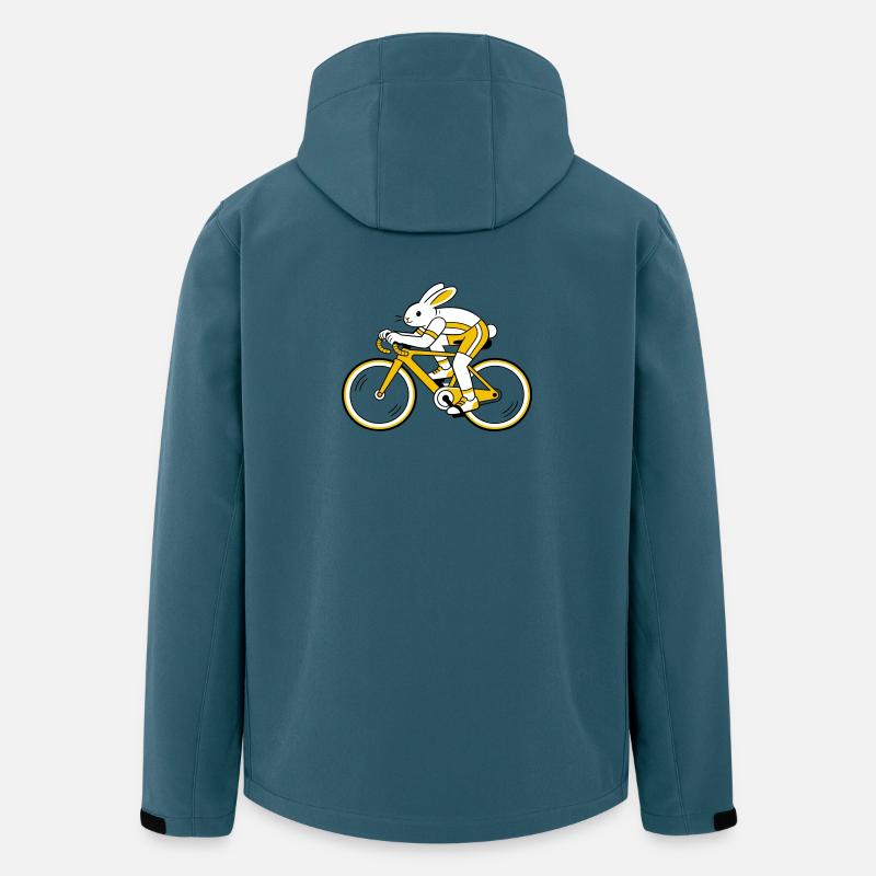 Lièvre sur un vélo de course - Veste softshell homme en polyester recyclé Stanley/Stella - bleu pétrole foncé