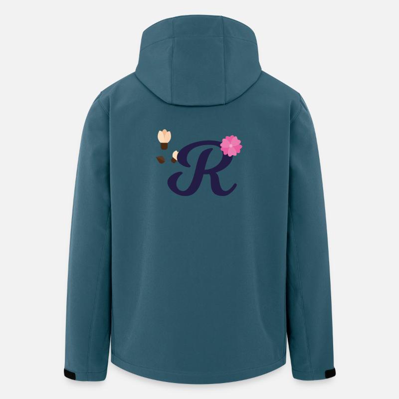Eleganter Buchstabe 'R' mit Blumen - Recycelte Männer Softshell-Jacke von Stanley/Stella - Dunkles Petrol