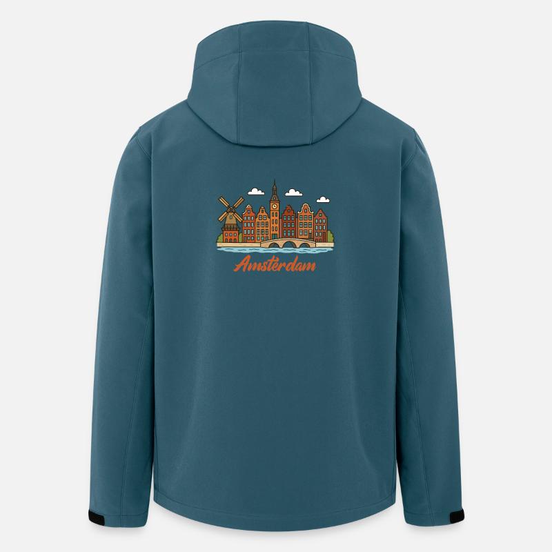 Charmantes Amsterdamer Stadtbild - Recycelte Männer Softshell-Jacke von Stanley/Stella - Dunkles Petrol
