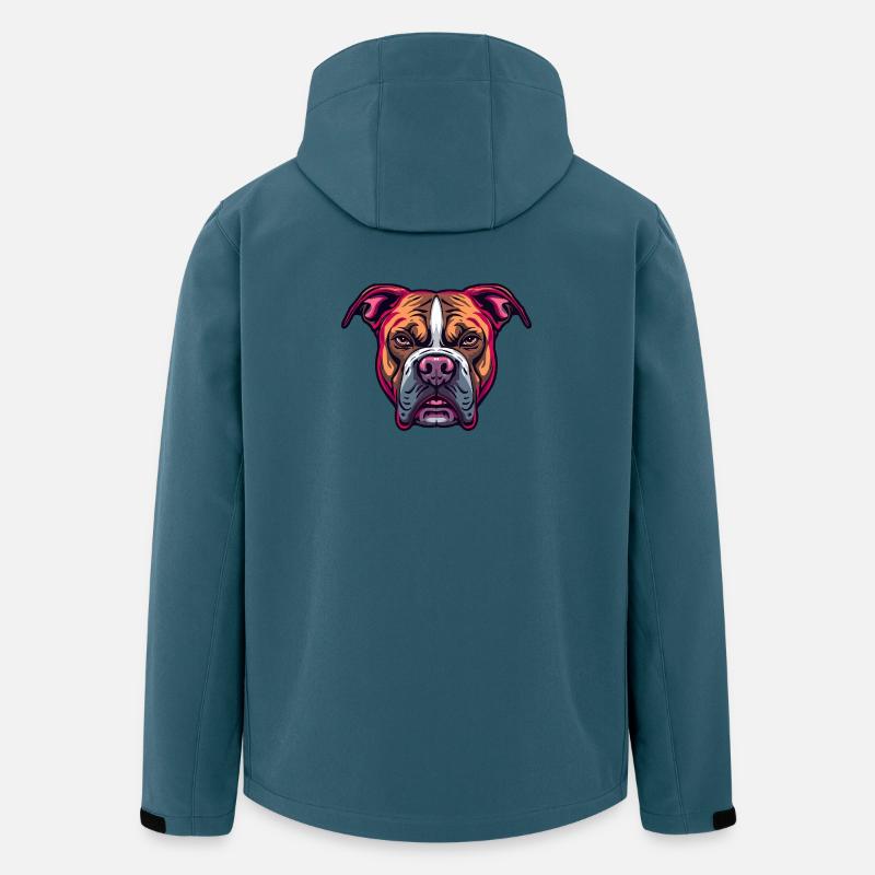 Neon Bulldog Kopf Illustration - Recycelte Männer Softshell-Jacke von Stanley/Stella - Dunkles Petrol