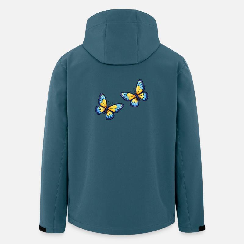 Blaugelbe Schmetterlinge Muster - Recycelte Männer Softshell-Jacke von Stanley/Stella - Dunkles Petrol