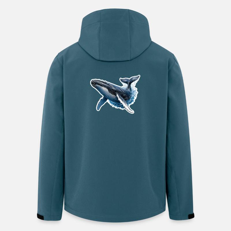 Springender Buckelwal – Dynamische Meeres-Illustra - Recycelte Männer Softshell-Jacke von Stanley/Stella - Dunkles Petrol