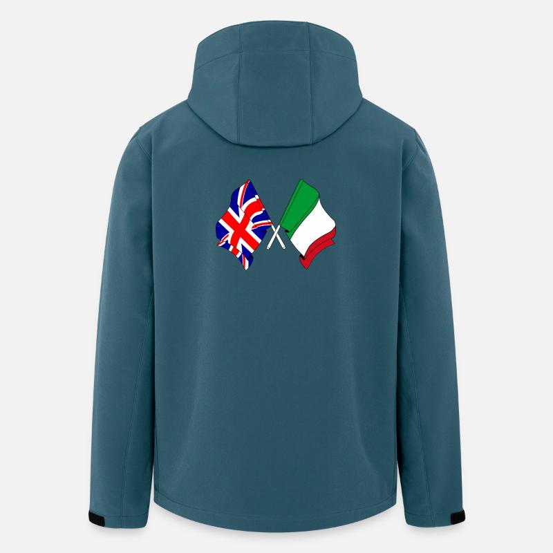 Drapeau Angleterre, drapeau Italie - Veste softshell homme en polyester recyclé Stanley/Stella - bleu pétrole foncé