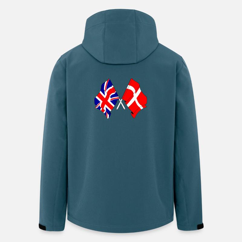 Drapeau de l’Angleterre, drapeau du Danemark - Veste softshell homme en polyester recyclé Stanley/Stella - bleu pétrole foncé