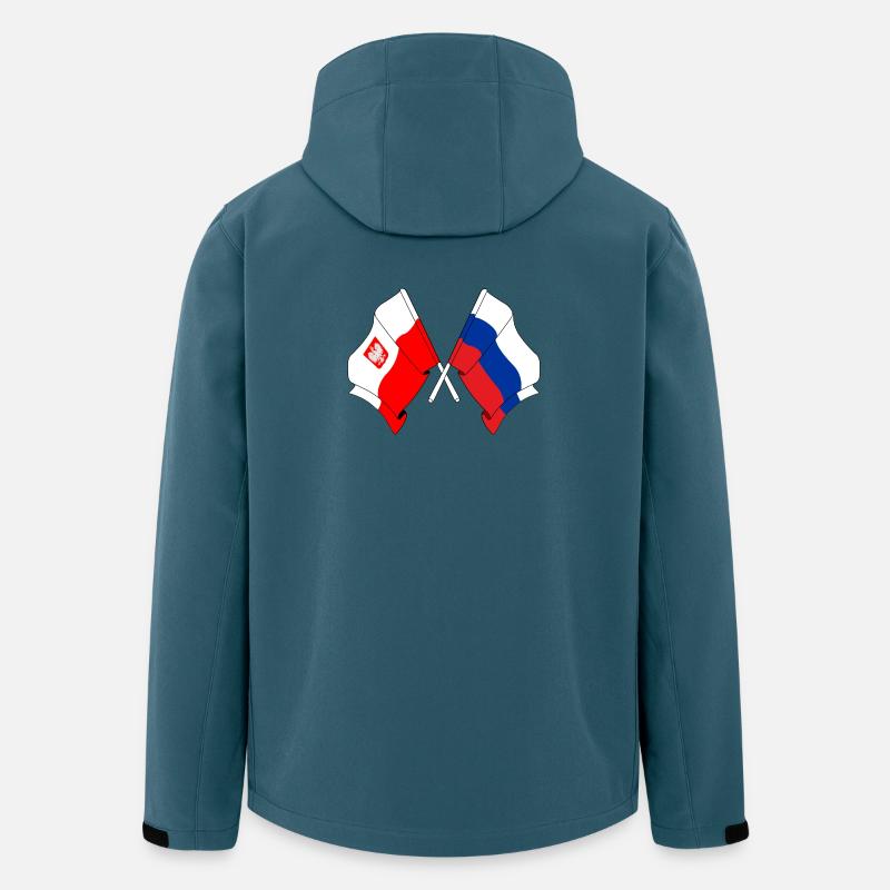 Drapeau Pologne, Russie - Veste softshell homme en polyester recyclé Stanley/Stella - bleu pétrole foncé