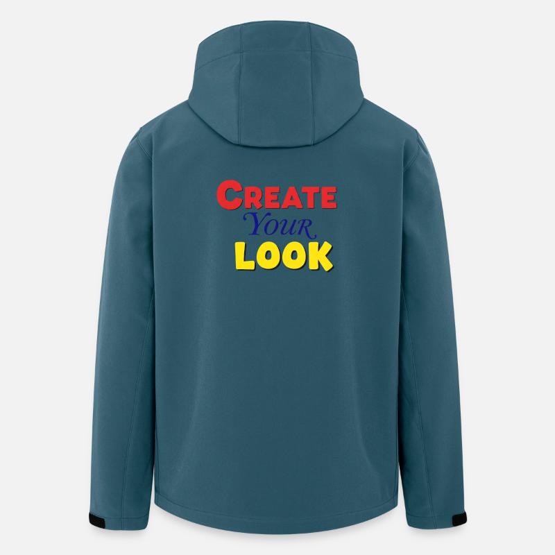Lebendiges, farbenfrohes, kreatives Textdesign - Recycelte Männer Softshell-Jacke von Stanley/Stella - Dunkles Petrol
