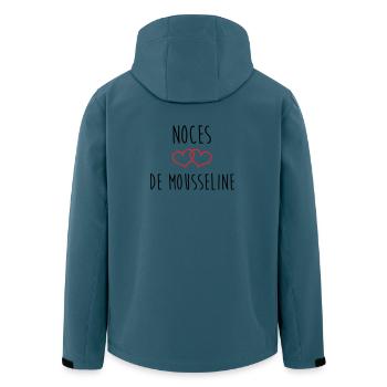Noces de mousseline 36 ans de mariage - Veste softshell homme en polyester recyclé Stanley/Stella - bleu pétrole foncé - Dos - AI Model Male 185 light (185cm)
