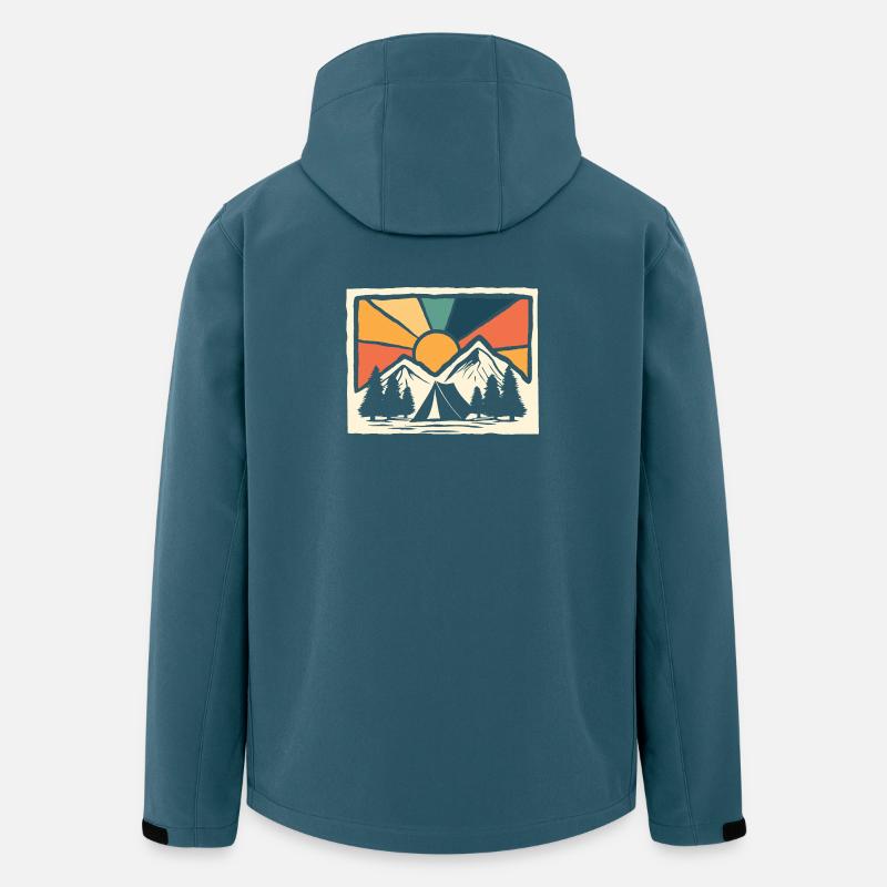 Bergcamping Wandern Forstpfadfinder Camper - Recycelte Männer Softshell-Jacke von Stanley/Stella - Dunkles Petrol