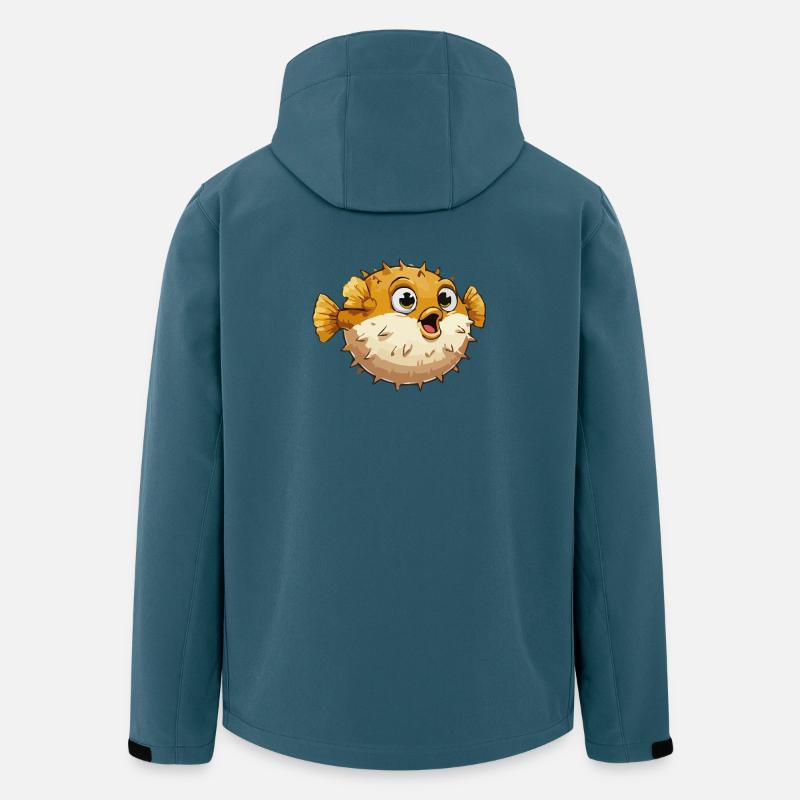 Bande dessinée du poisson-globe - Veste softshell homme en polyester recyclé Stanley/Stella - bleu pétrole foncé