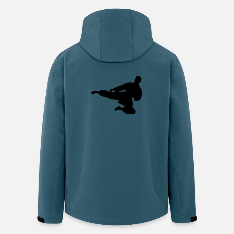 Karate oder Taekwondo sprangen seitwärts - Recycelte Männer Softshell-Jacke von Stanley/Stella - Dunkles Petrol