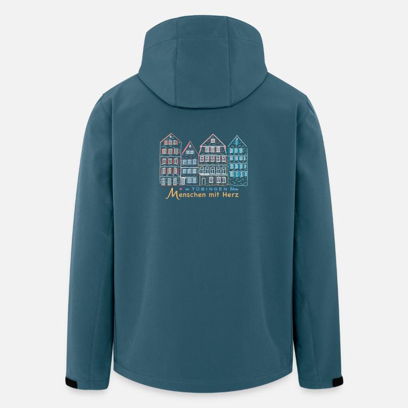 Tübingen, Menschen mit Herz, Strichzeichnung - Recycelte Männer Softshell-Jacke von Stanley/Stella - Dunkles Petrol