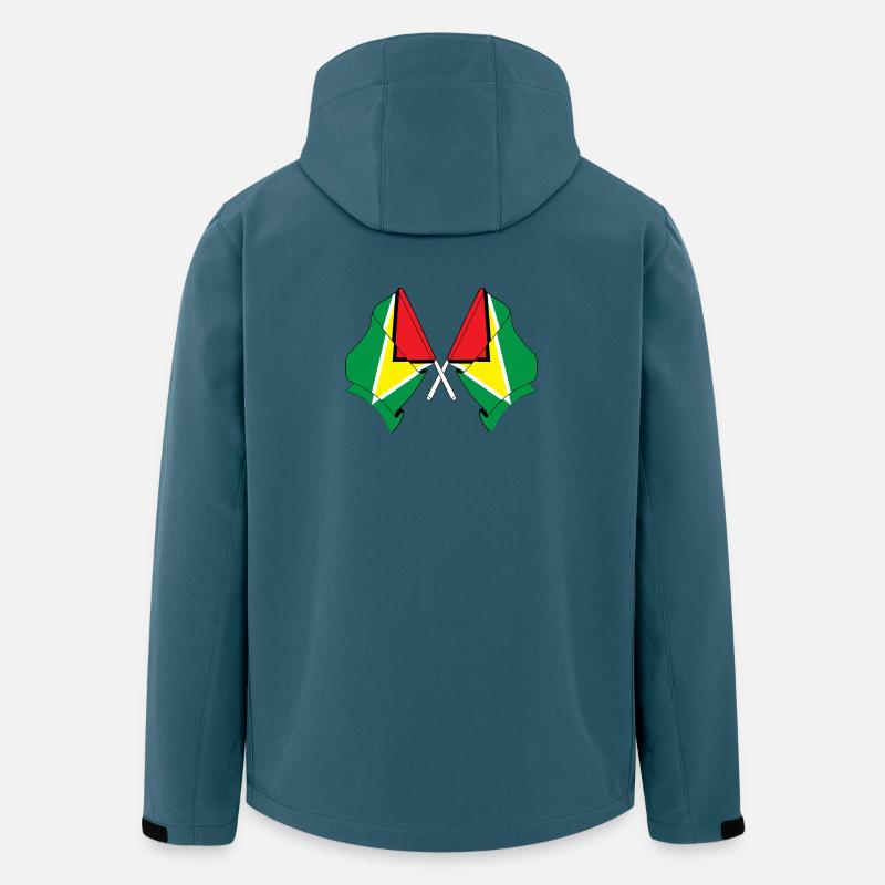 Deux drapeaux croisés de la Guyane - Veste softshell homme en polyester recyclé Stanley/Stella - bleu pétrole foncé