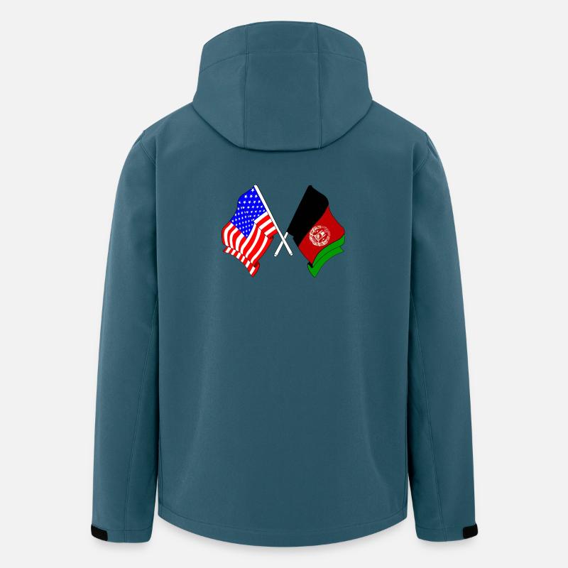 Drapeau des États-Unis Drapeau de l’Afghanistan - Veste softshell homme en polyester recyclé Stanley/Stella - bleu pétrole foncé