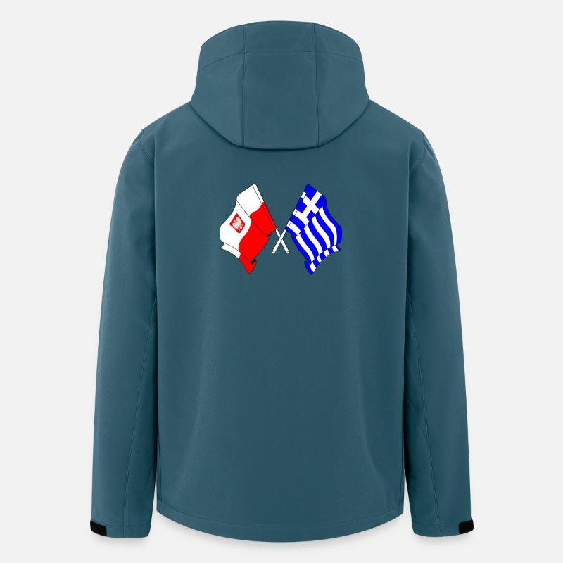 Drapeau Pologne, drapeau Grèce - Veste softshell homme en polyester recyclé Stanley/Stella - bleu pétrole foncé