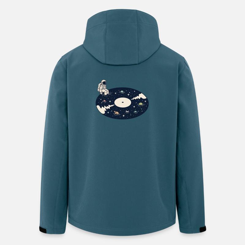 Kosmische Vinyl-Astronauten-Weltraummusik - Recycelte Männer Softshell-Jacke von Stanley/Stella - Dunkles Petrol