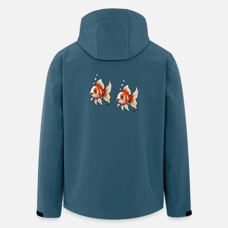Bande dessinée Poisson Rouge - Veste softshell homme en polyester recyclé Stanley/Stella - bleu pétrole foncé