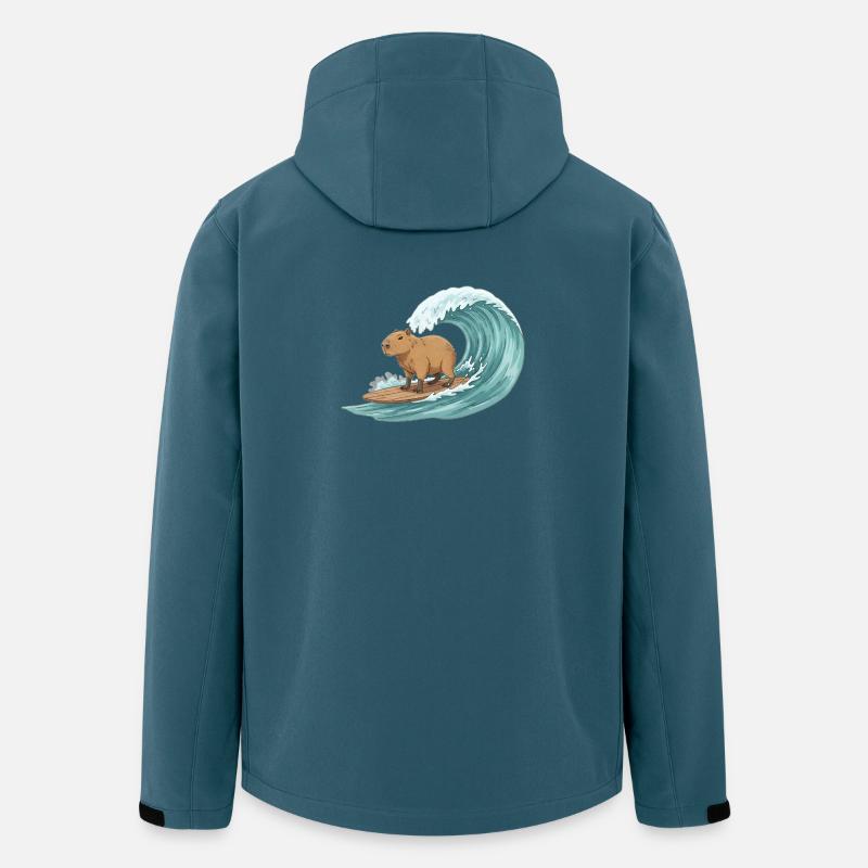 Capybara auf Surfbrett - Recycelte Männer Softshell-Jacke von Stanley/Stella - Dunkles Petrol